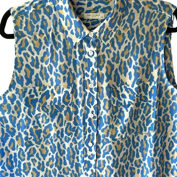 EQUIPMENT FEMME | NWOT | SLEEVELESS SILK SHIRT DRESS ANIMAL PRINT | SIZE: LARGE - Picture 2 of 11